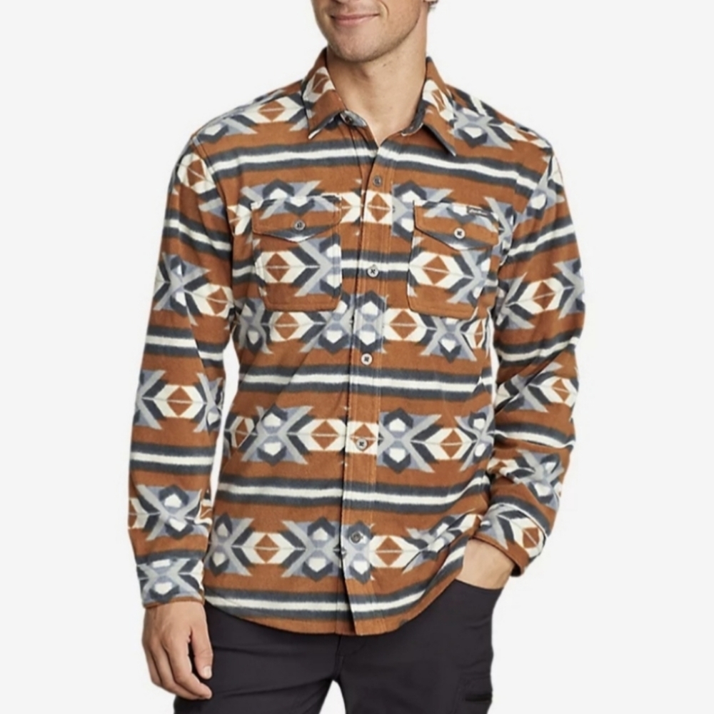 XXL Eddie Bauer Fleece Button Up - Aztec Toffee